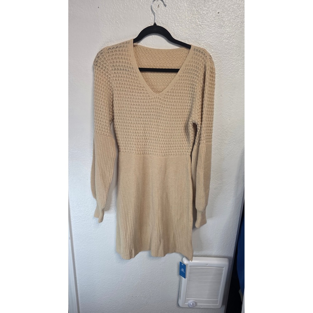 Cupshe Knit Sweater Dress Womens Size Small Beige New With Tags